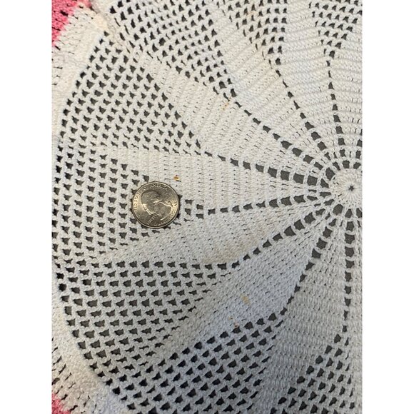 Handmade Crochet Doily with Pink & White Edging - 18 inches Diameter - Picture 4 of 6